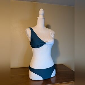 Zaful White and Teal Swimwear